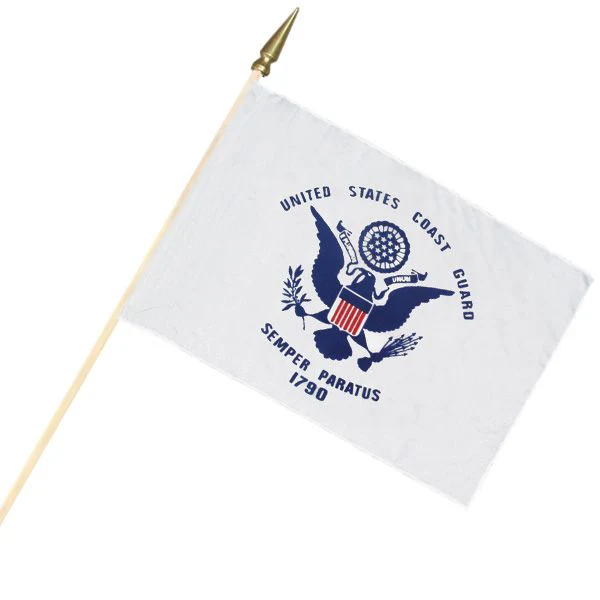 Coast Guard Cemetery Flag – 12" x 18" with Wood Staff & Gold Spear | Made in USA