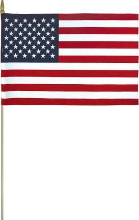 U.S. Cemetery Flag – 12" x 18" with Wood Staff & Gold Spear | Made in USA