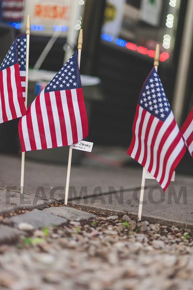 U.S. Cemetery Flag – 12" x 18" with Wood Staff & Gold Spear | Made in USA - Image 4