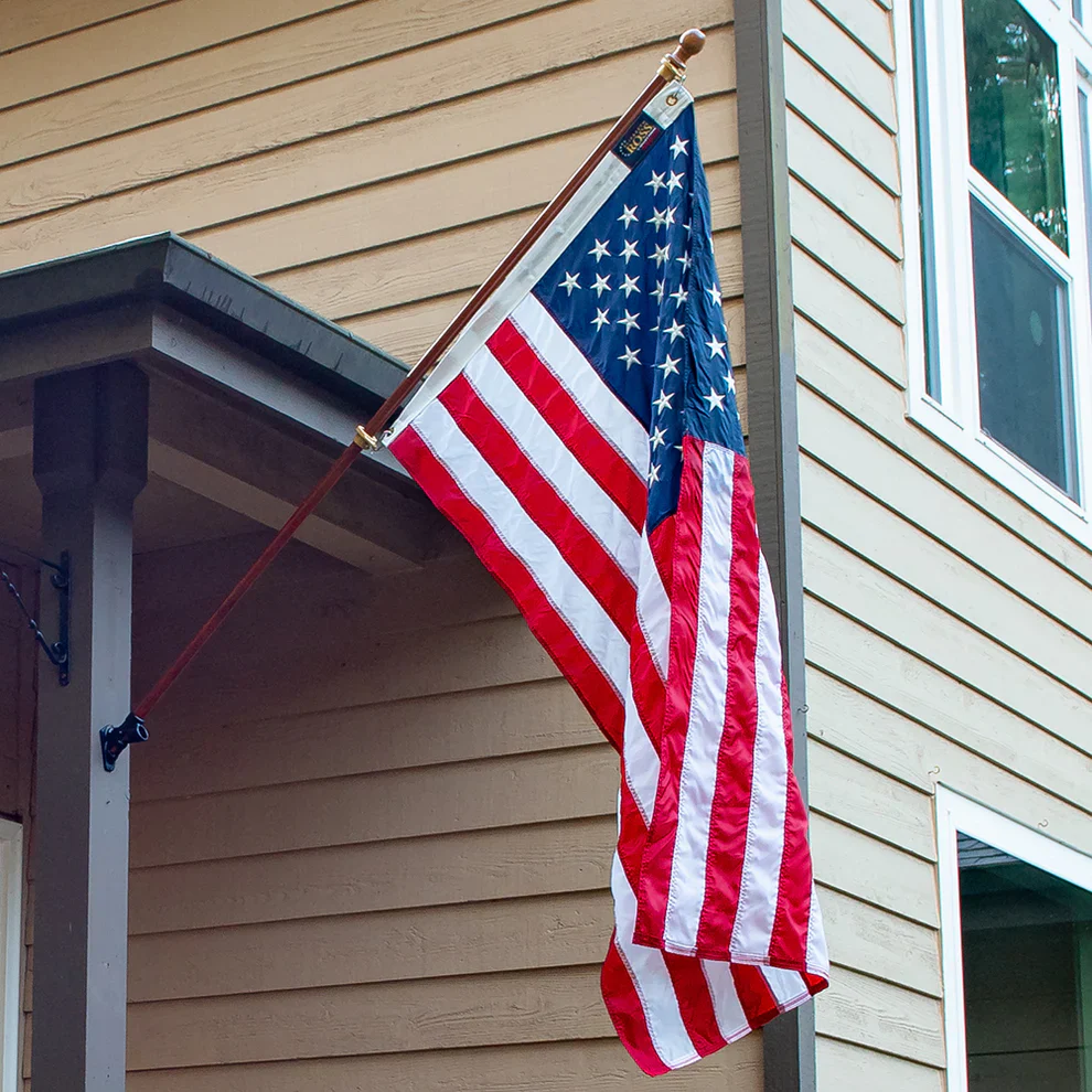 3' x 5' Premium American Flag Set – Hardwood Spinning Pole & Mounting Bracket | 100% Made in USA - Image 3