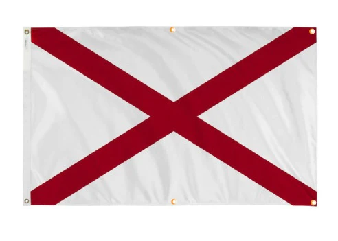 Alabama Flag with Grommets Along the Edges for Wall Hanging - Image 3