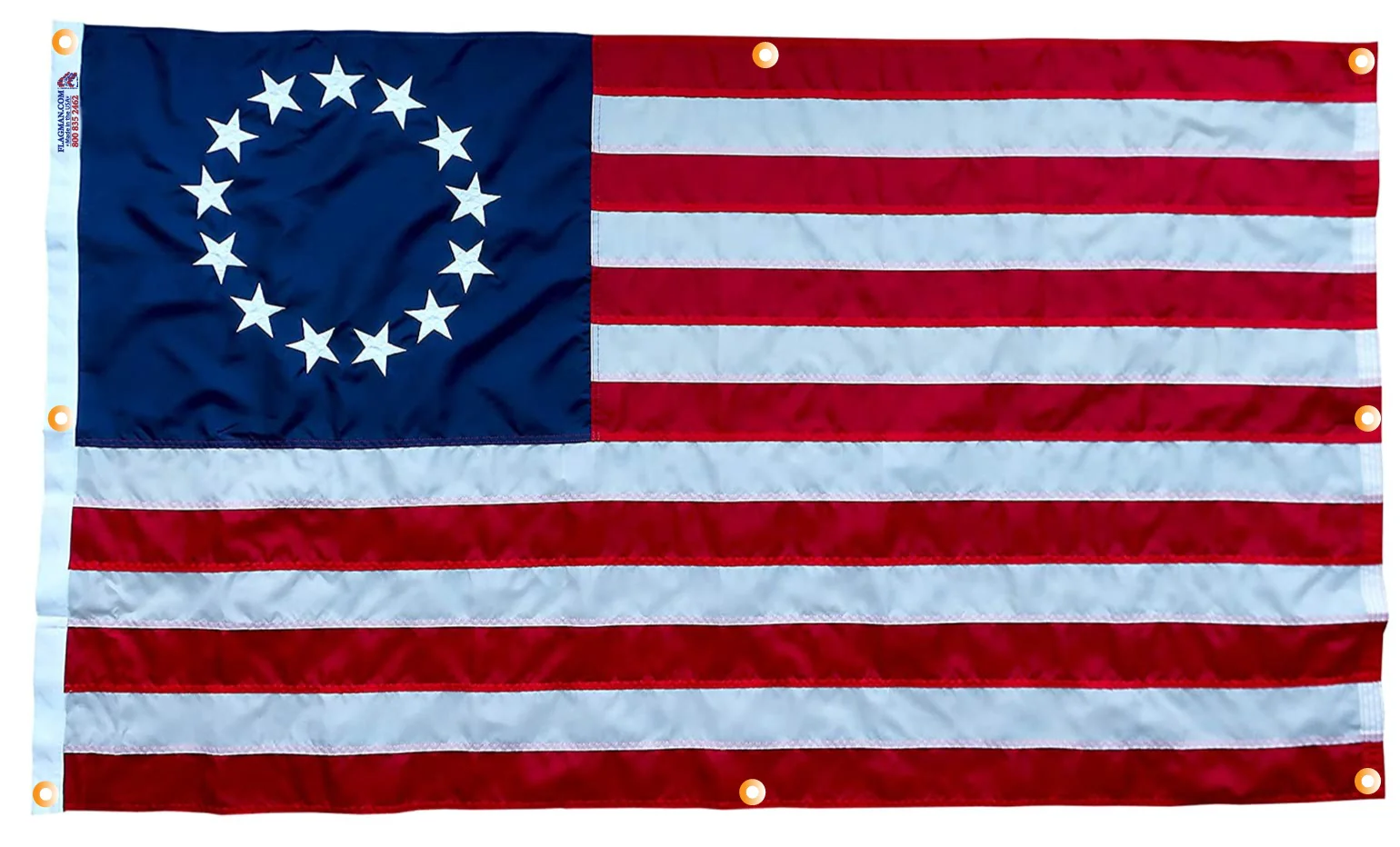 Betsy Ross WallSafe™ Nylon Wall-Mounted Flag | Reinforced Edge Grommets | Made in USA - Image 3
