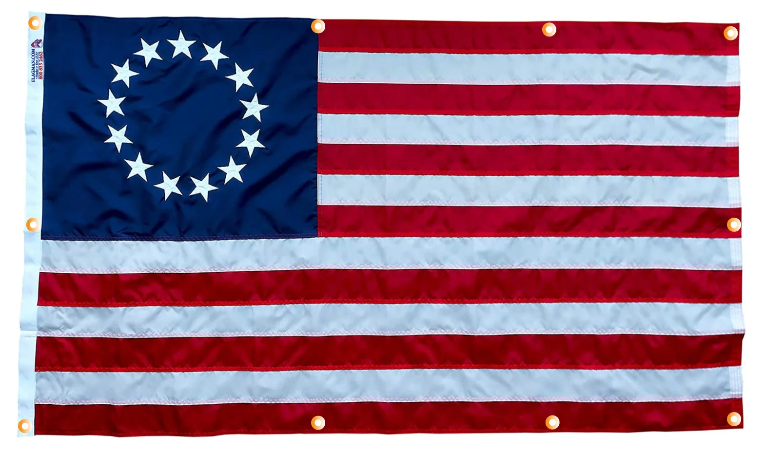 Betsy Ross WallSafe™ Nylon Wall-Mounted Flag | Reinforced Edge Grommets | Made in USA - Image 4