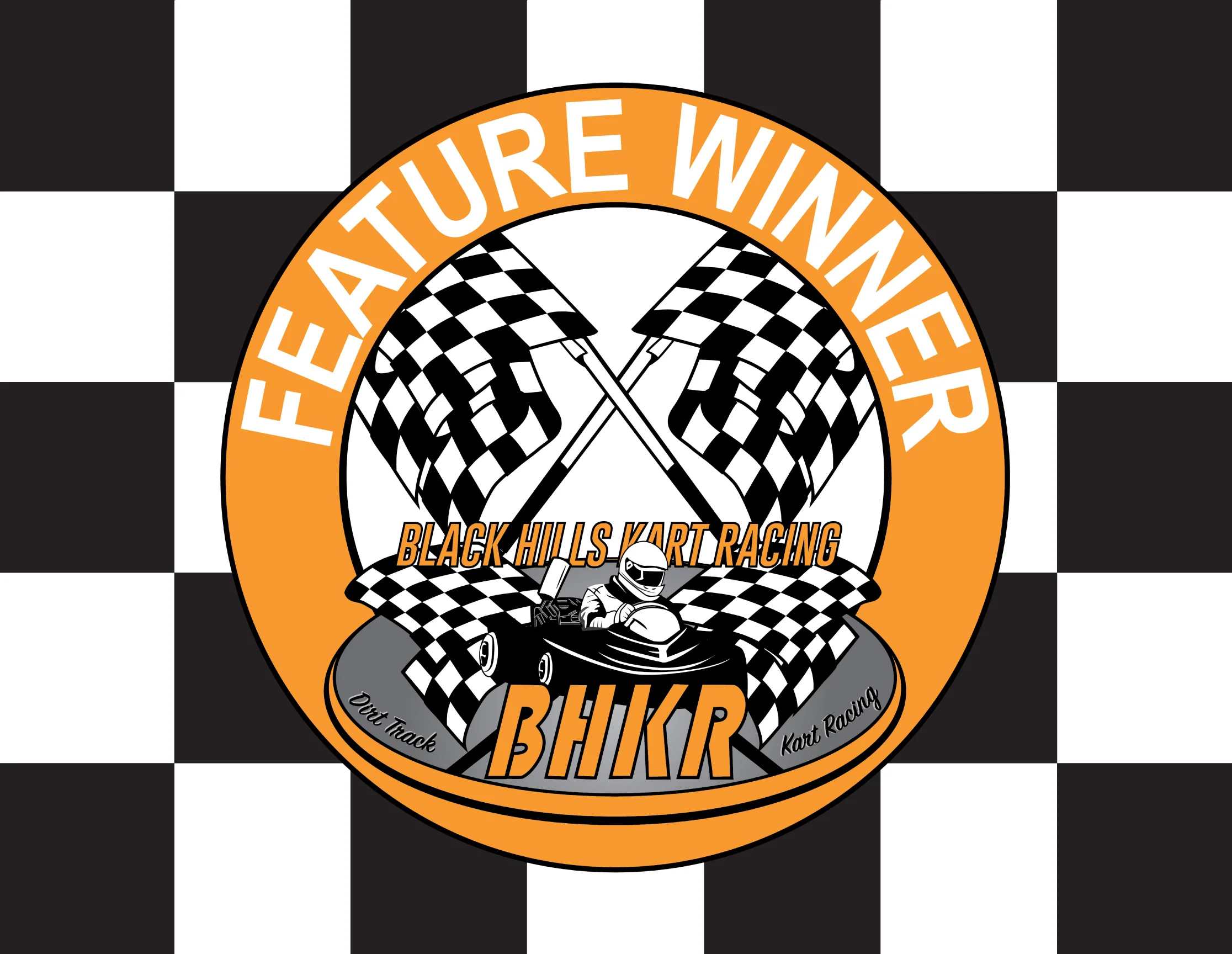 Black Hills Kart Racing Printed Custom Flag - 24"x30" - Nylon - Stapled to 32"x5/8" Dowel