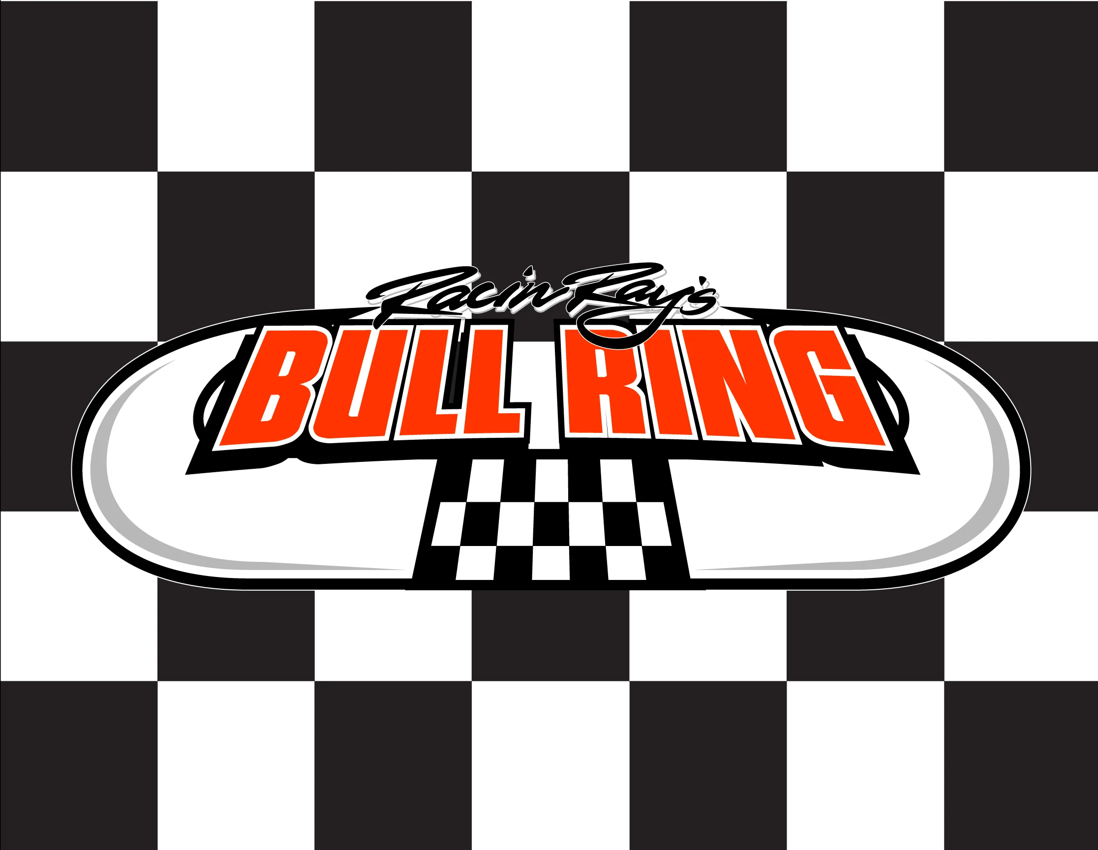 Bull Ring Printed Checkered Flag - 24"x30" - Nylon - Single Reverse - Stapled to 32" x 5/8" Dowel