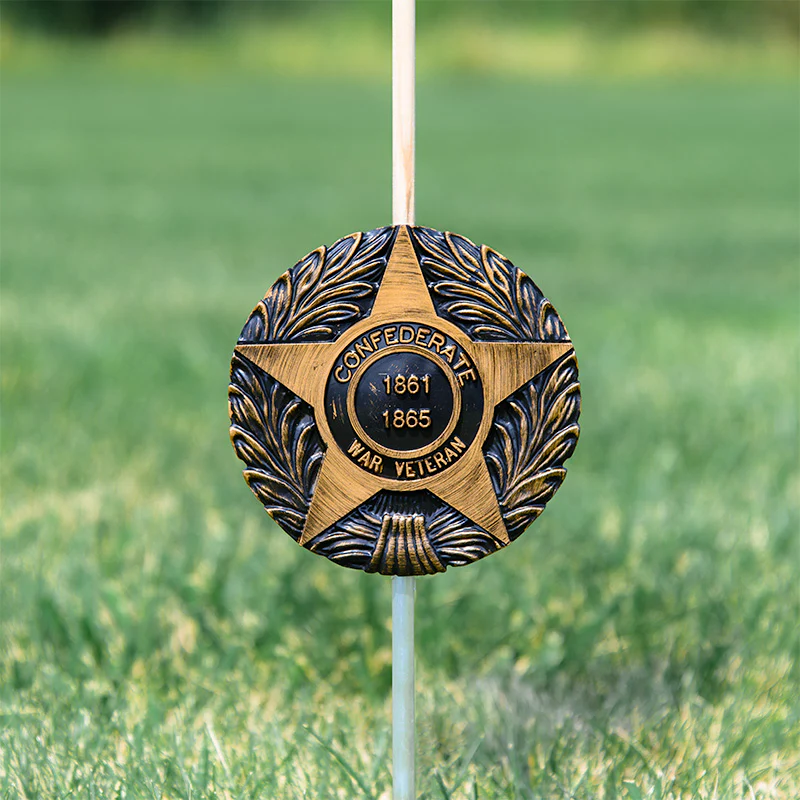 Confederate War Veteran Grave Marker & Flag Holder with Aluminum Ground Spike | Made in USA - Image 2