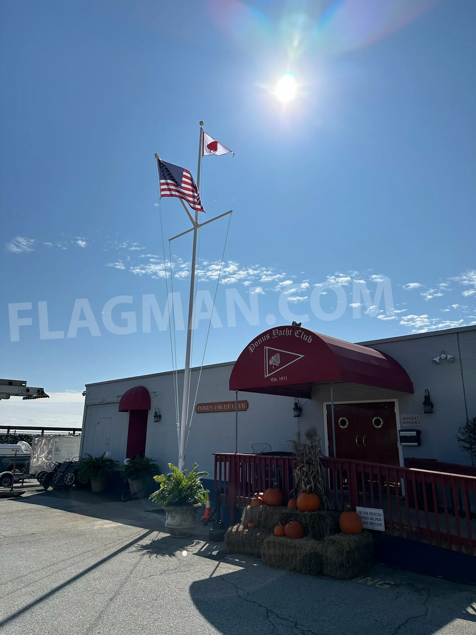 Flagmore™ Fiberglass Flagpole with Yardarm & Gaff & Hinged Base - 20 Year Warranty | Made in USA - Image 3