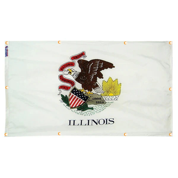 Illinois Flag with Grommets Along the Edges for Wall Hanging - Image 5