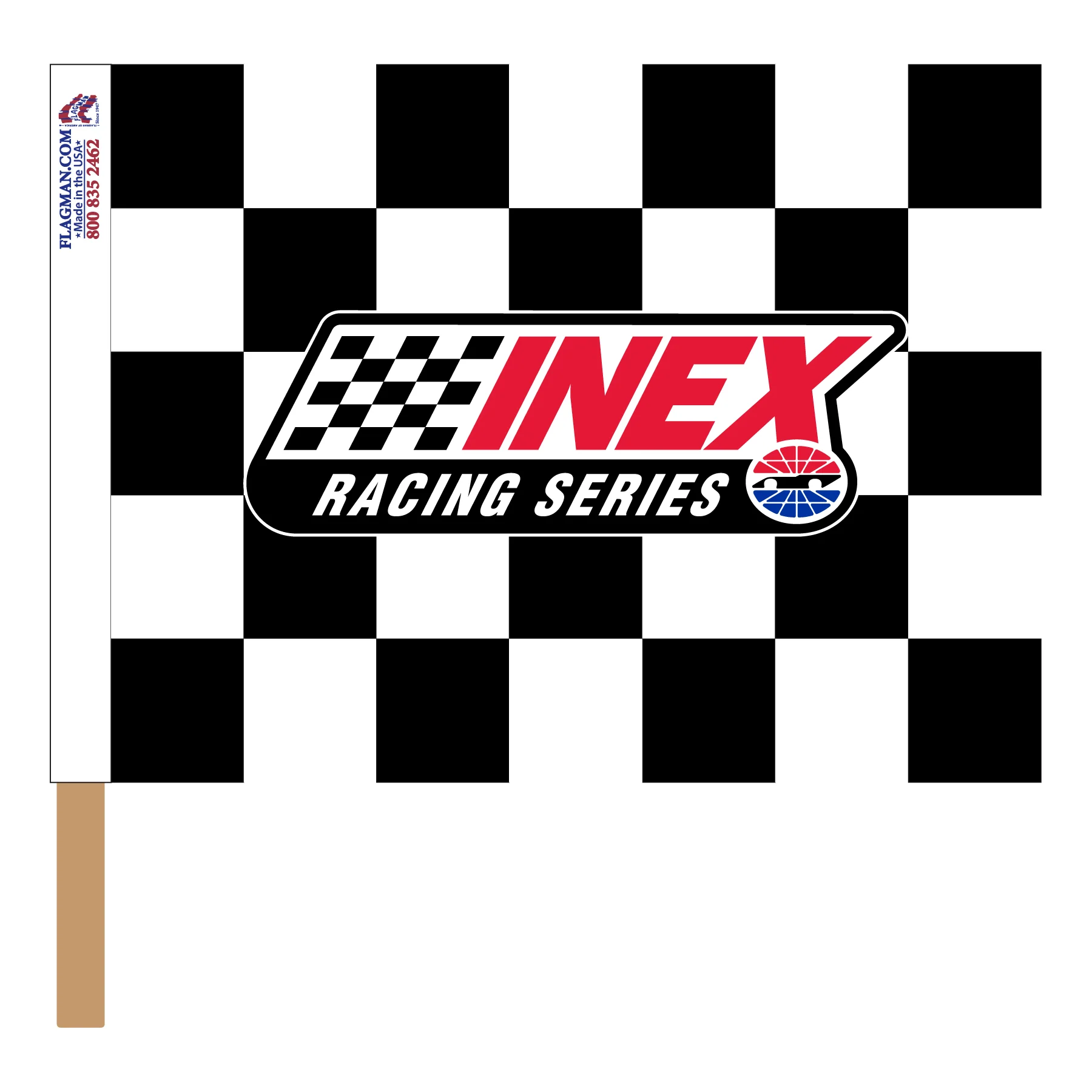INEX Custom Checkered - 24"x30" - Nylon - Single Reverse - Stapled to 32"x5/8" Dowel