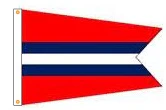 JB Private Signal Tapering Swallowtail - 12" Host - 18" Fly - Red Horizontal Stripe - 1.5" Blue Stripe - 1.5" White Stripe - Heading & Grommets
