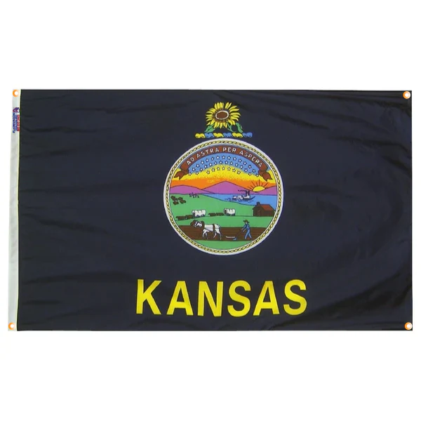Kansas Flag with Grommets Along the Edges for Wall Hanging - Image 2
