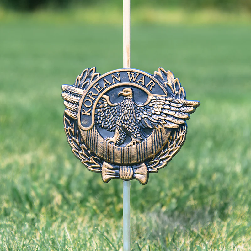 Korean War Veteran Grave Marker & Flag Holder with Aluminum Ground Spike | Made in USA - Image 3