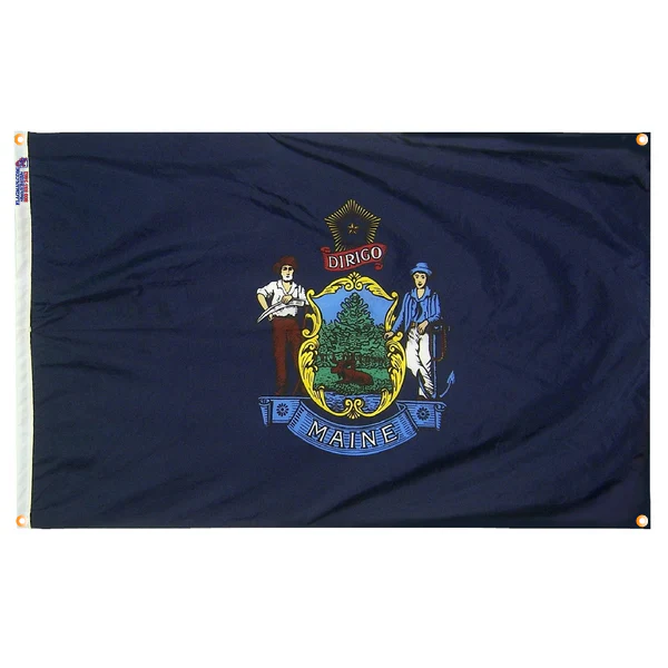 Maine Flag with Grommets Along the Edges for Wall Hanging - Image 2