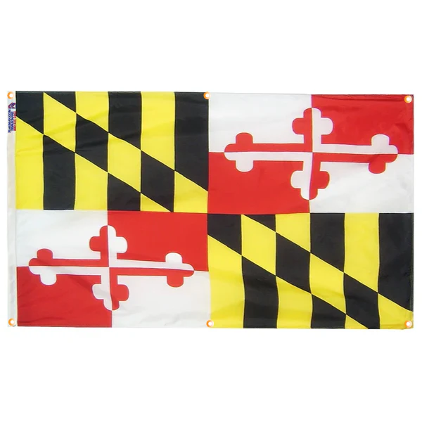 Maryland Flag with Grommets Along the Edges for Wall Hanging - Image 3