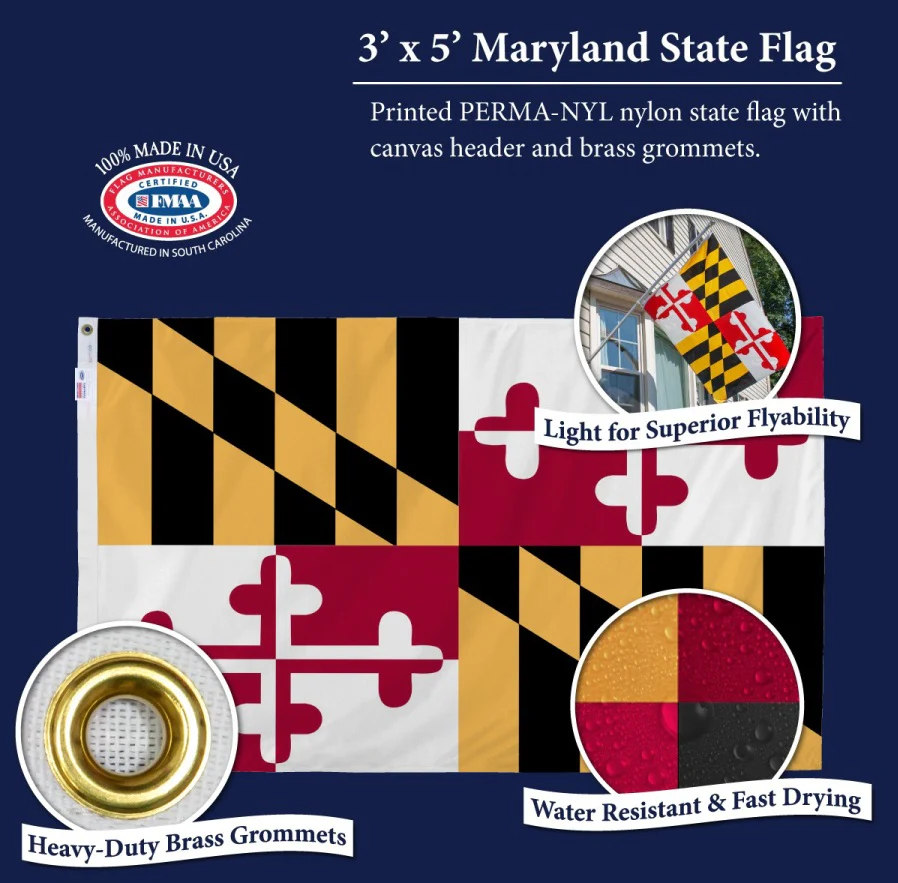 Maryland Outdoor Nylon State Flag | Made in USA | Low-Medium Wind Flag - Image 5