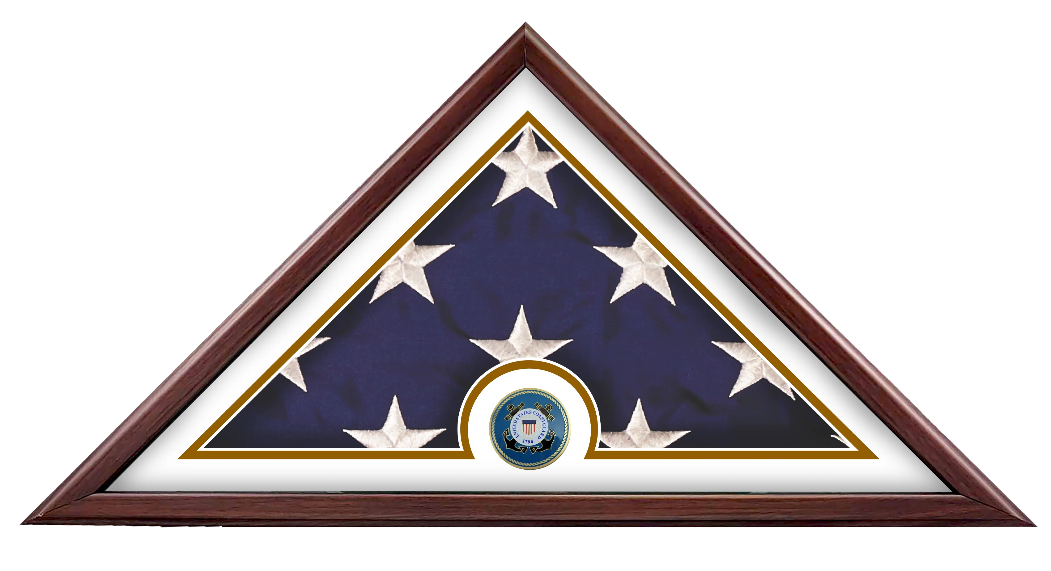 Mass Produced Military Flag Display Case (5'x9.5') with Medallion - Made in USA - Image 3