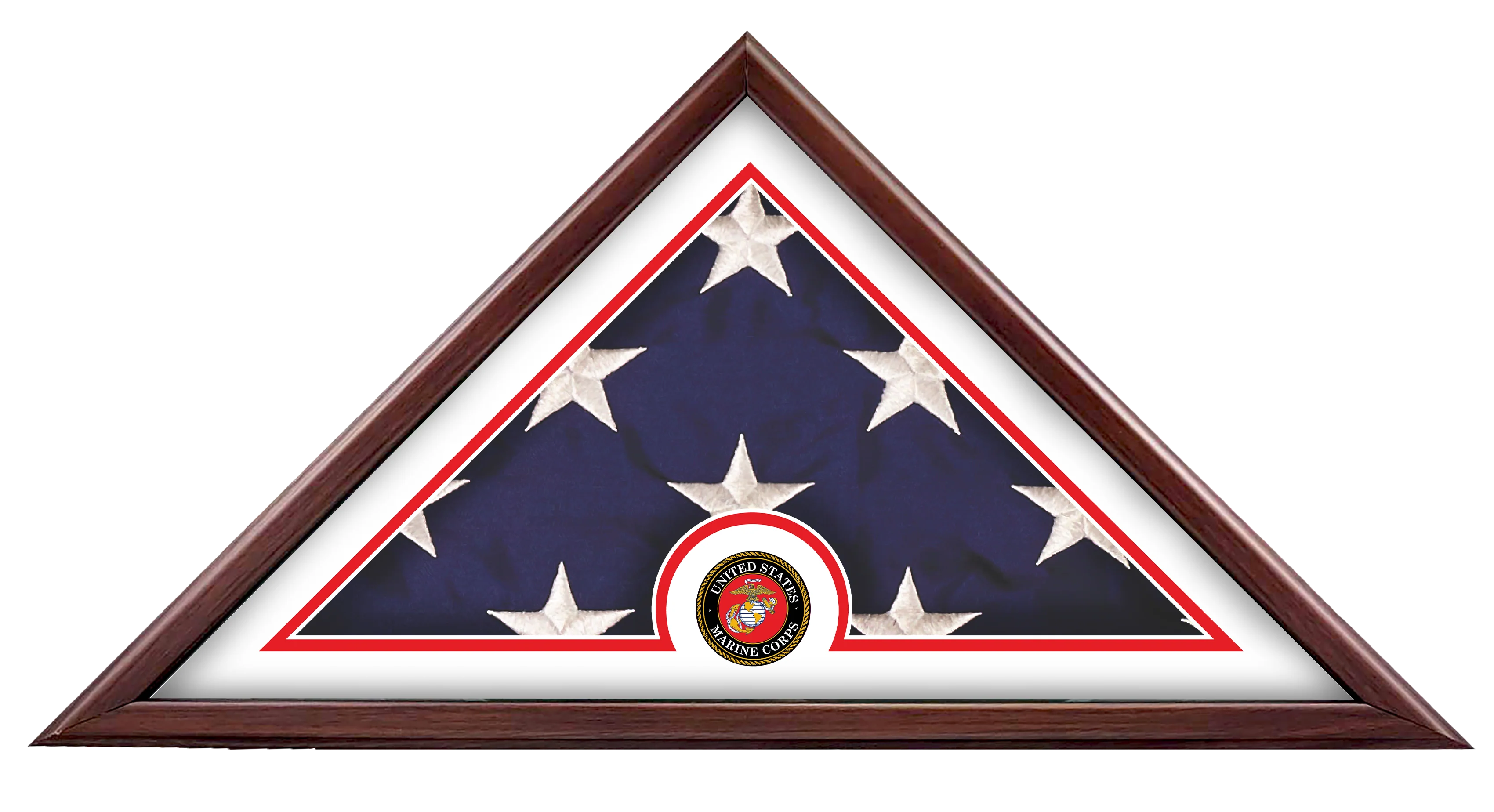 Mass Produced Military Flag Display Case (5'x9.5') with Medallion - Made in USA - Image 4