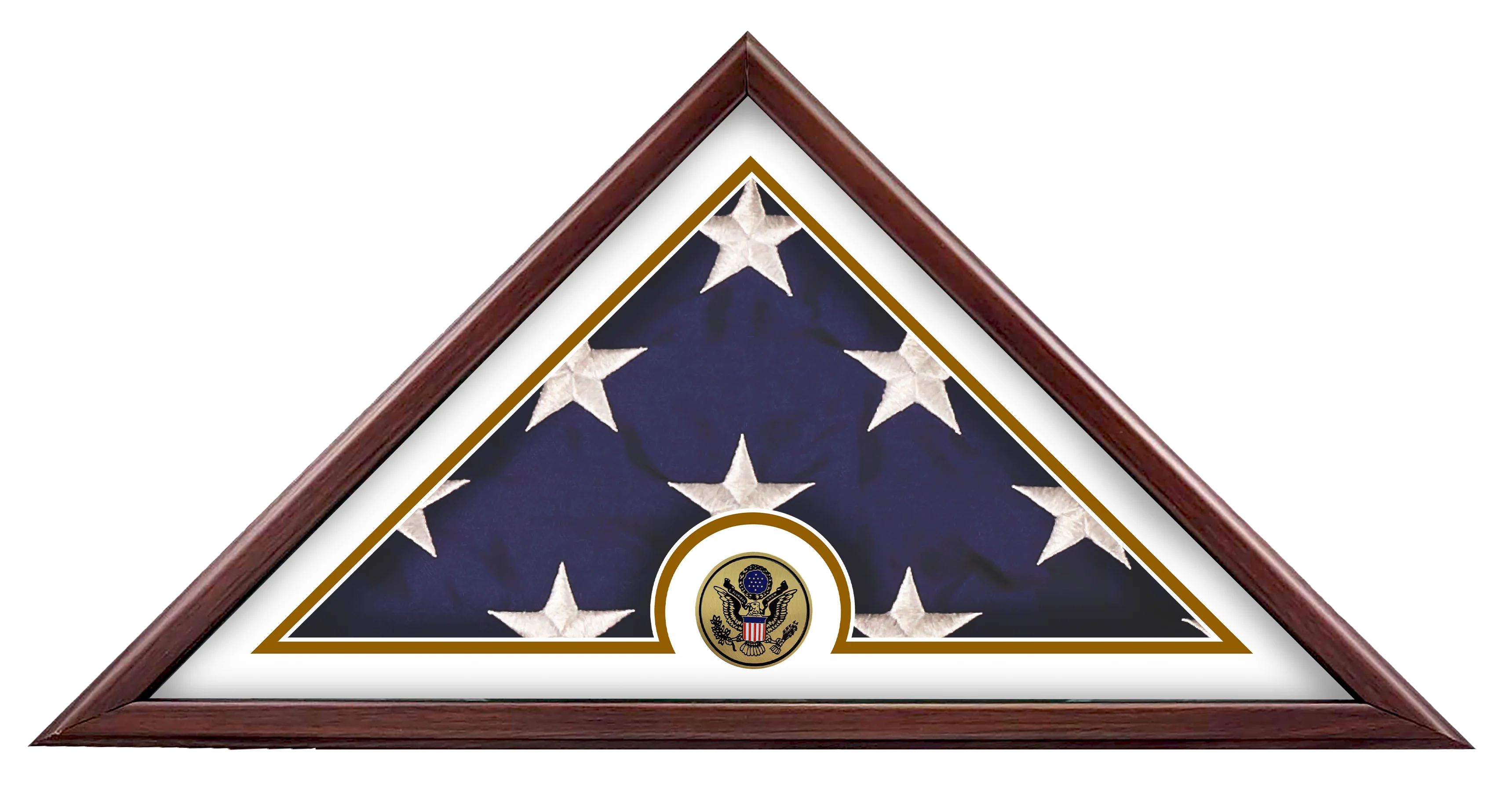 Mass Produced Military Flag Display Case (5'x9.5') with Medallion - Made in USA - Image 6