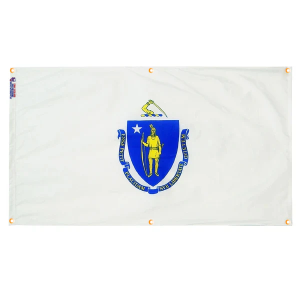 Massachusetts Flag with Grommets Along the Edges for Wall Hanging - Image 3