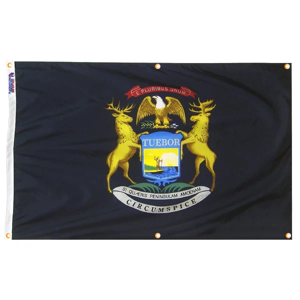 Michigan Flag with Grommets Along the Edges for Wall Hanging - Image 3