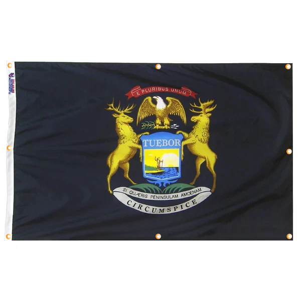 Michigan Flag with Grommets Along the Edges for Wall Hanging - Image 4