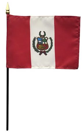 Peru Stick Flag 4"x6" | Made in USA