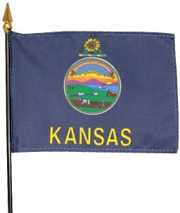 Kansas Stick Flag 4" x 6"