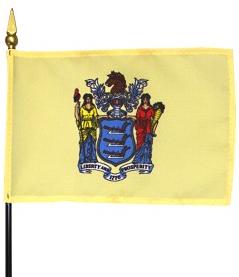 New Jersey Stick Flag 4"x6"