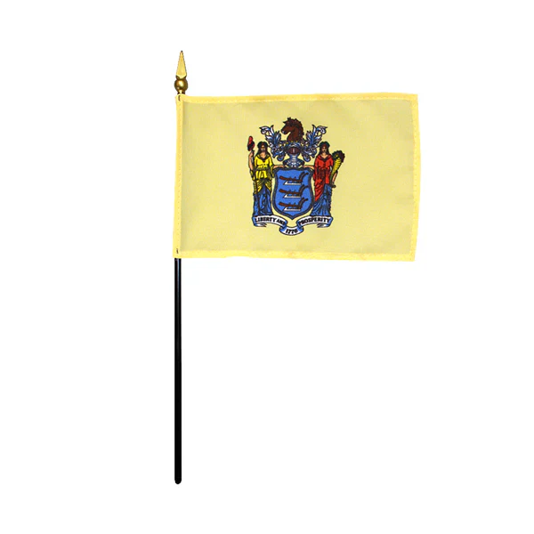 New Jersey Stick Flag 4"x6" - Image 2