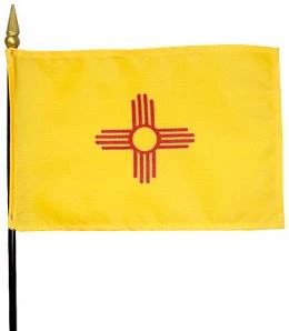 Miniature New Mexico Stick Flag 4"x 6"