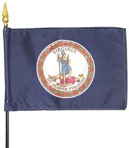Miniature Virginia Stick Flag 4"x 6"