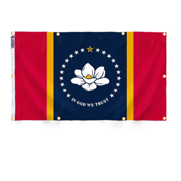 Mississippi Flag with Grommets Along the Edges for Wall Hanging - Image 4