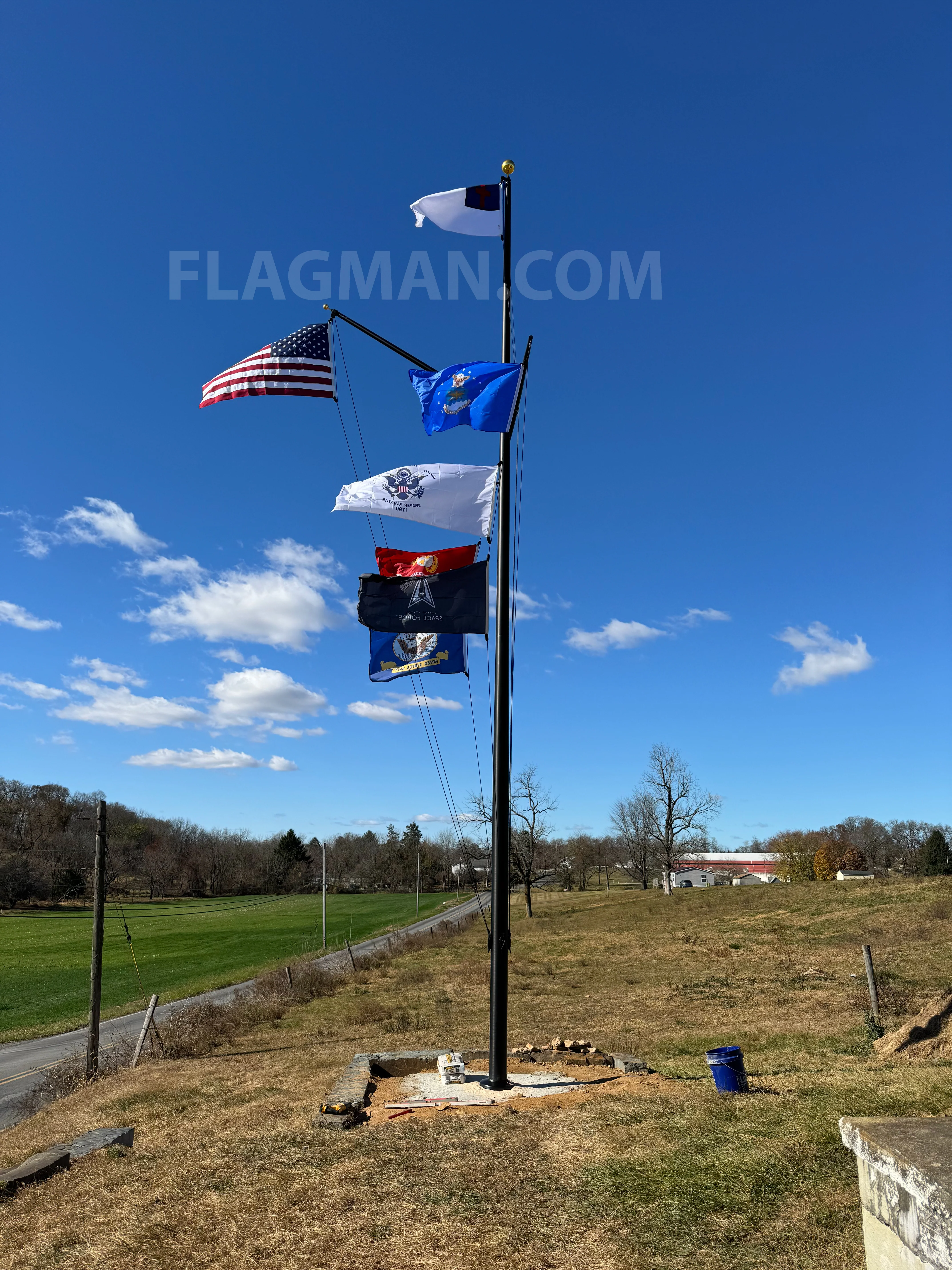Nautical Aluminum Flagpole w/ Yardarm & Gaff - Image 3