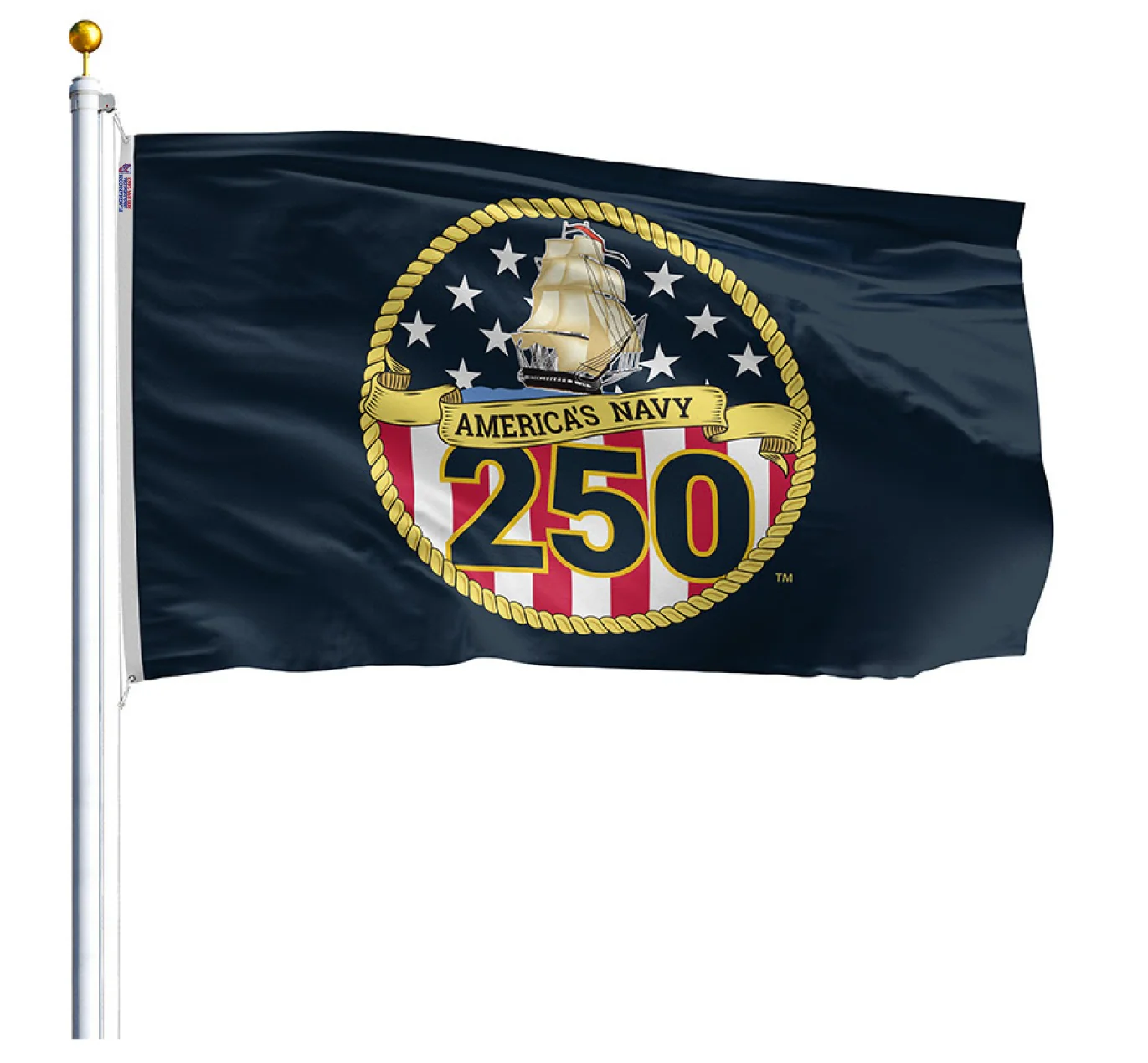 Navy 250th Anniversary Flag 3'x5' - Official | Made in USA - Image 3