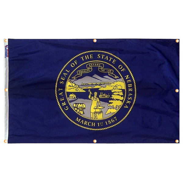 Nebraska Flag with Grommets Along the Edges for Wall Hanging - Image 4