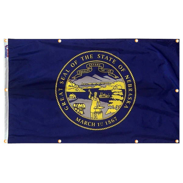 Nebraska Flag with Grommets Along the Edges for Wall Hanging - Image 5