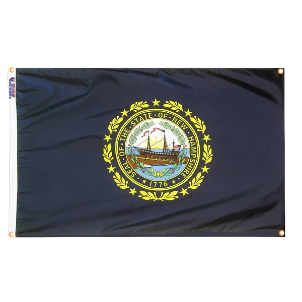 New Hampshire Flag with Grommets Along the Edges for Wall Hanging - Image 2