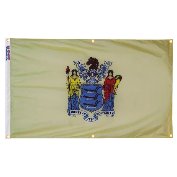 New Jersey Flag with Grommets Along the Edges for Wall Hanging - Image 3