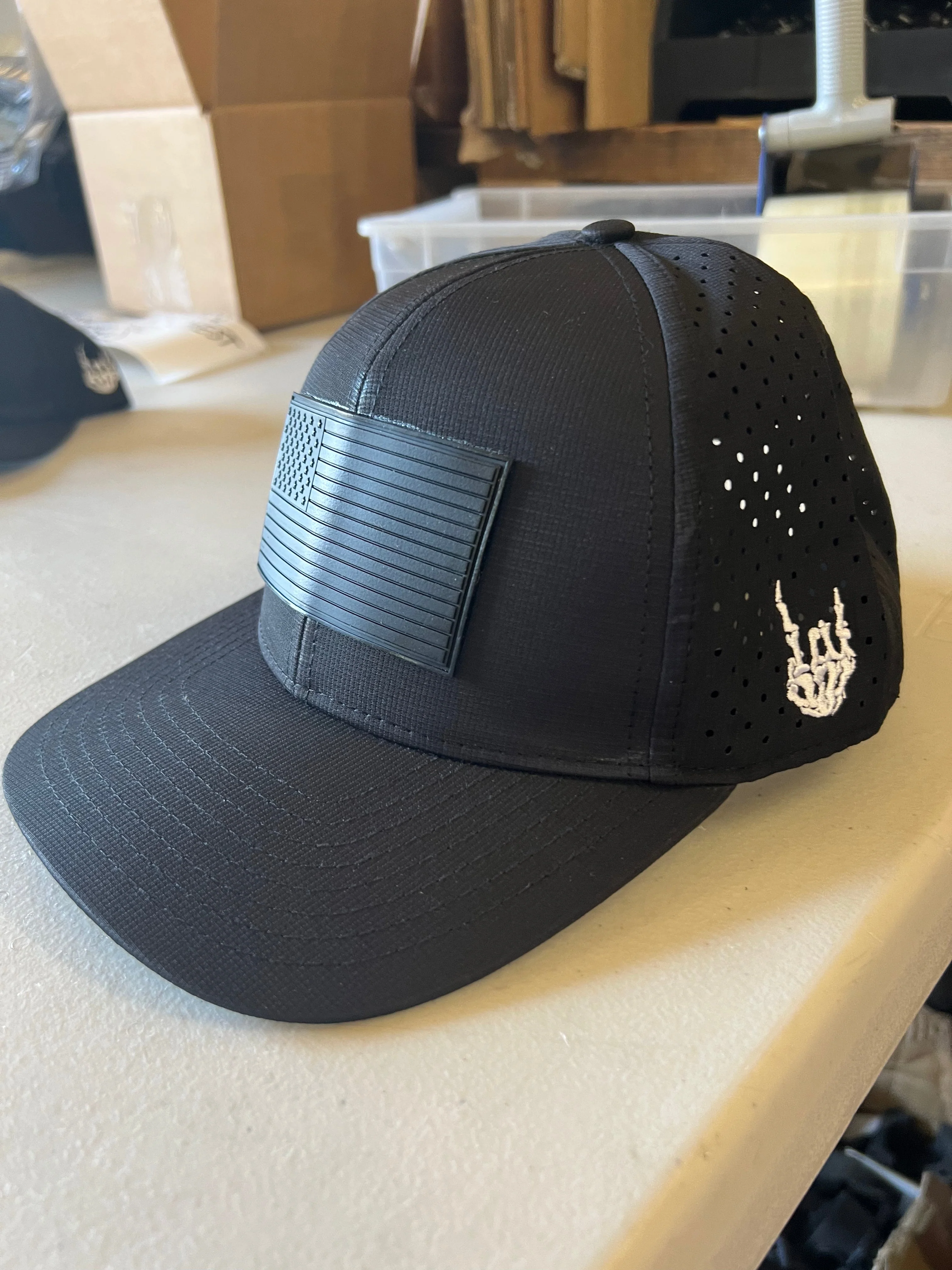Old Glory Blacked Out Curved Performance Hat *BadFlag* - Image 2