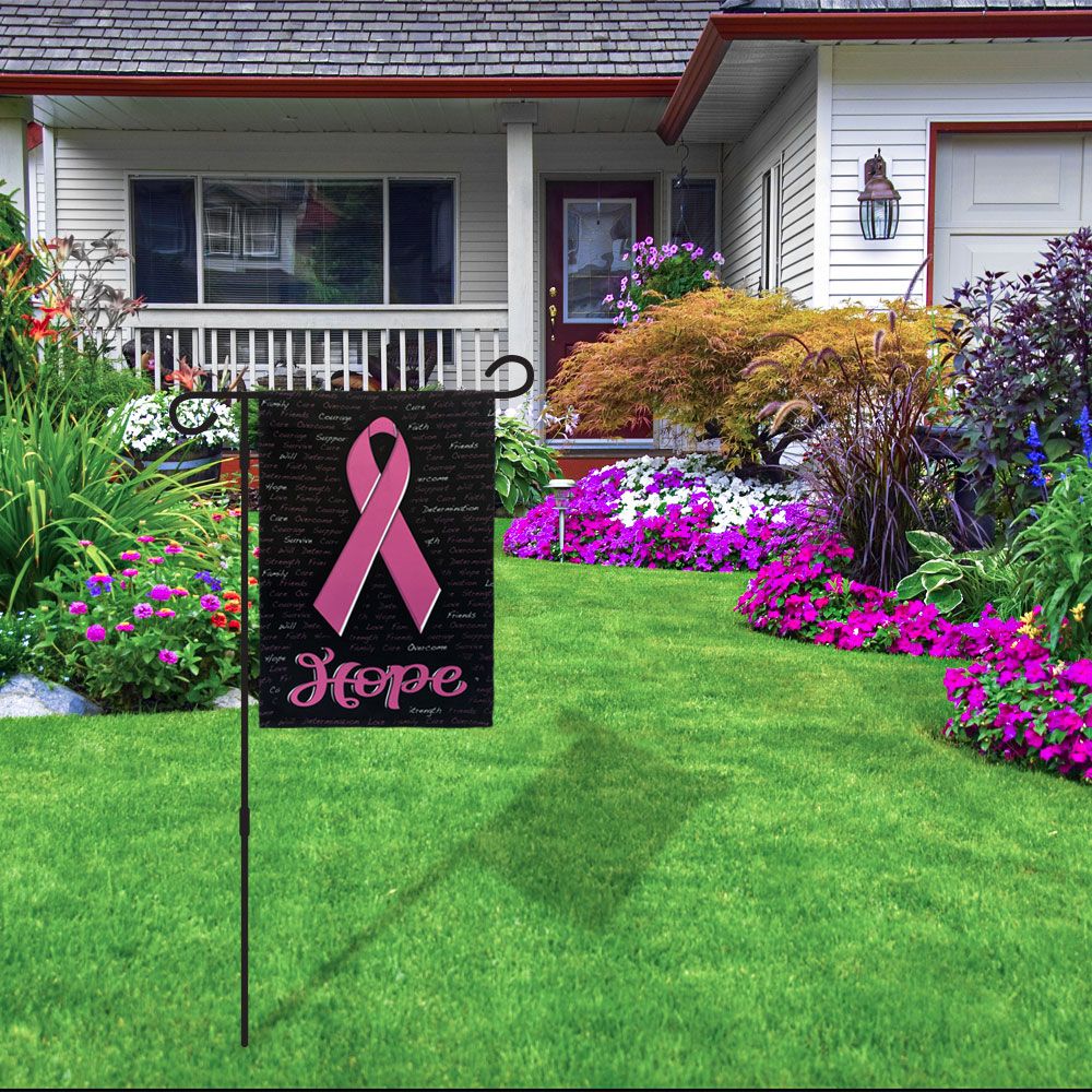 Pink Ribbon Hope 12"x18" Garden Banner - Image 2