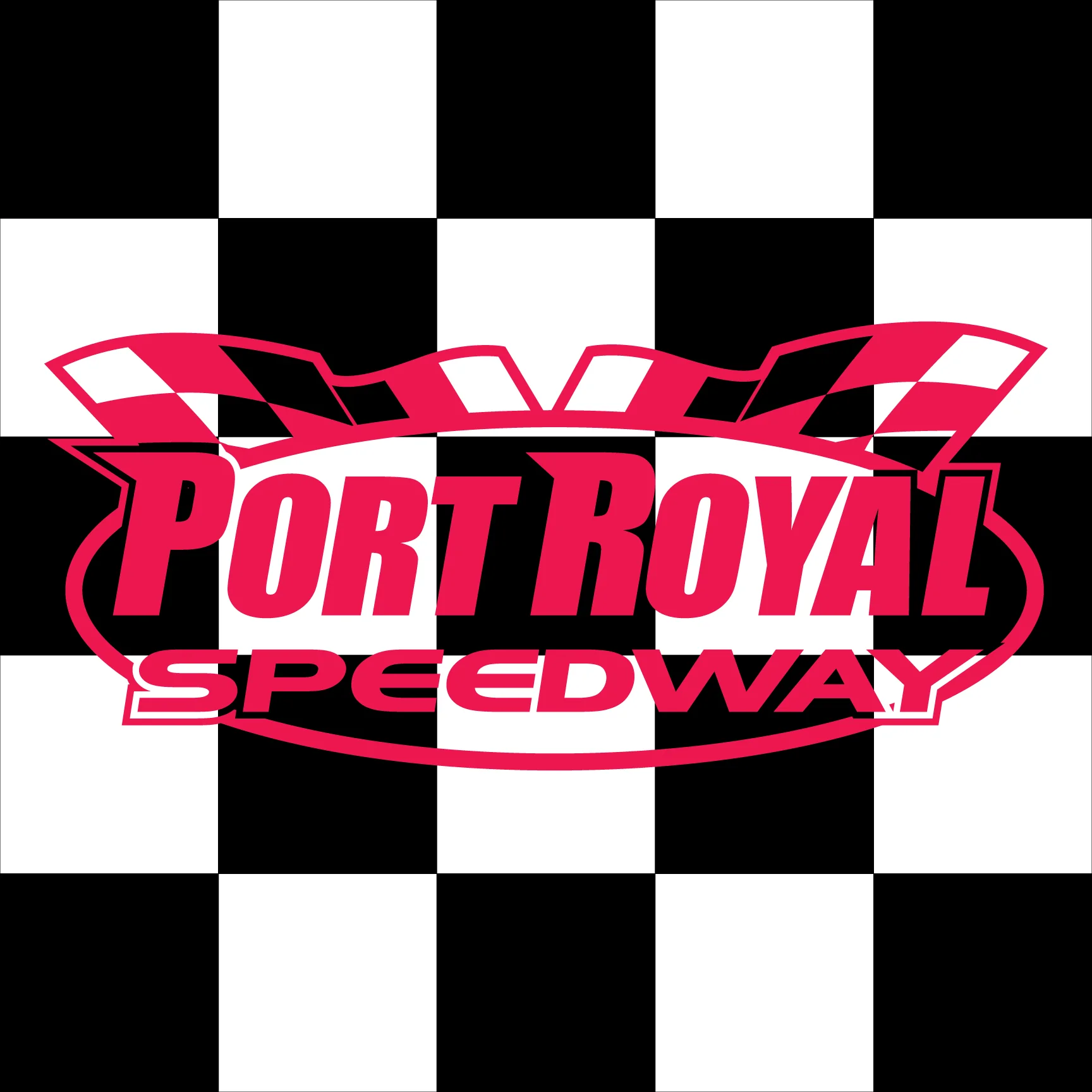 Port Royal Speedway Printed Checkered Flag - 24"x24 - Nylon - Single Reverse - Stapled to 32"x5/8" Dowel