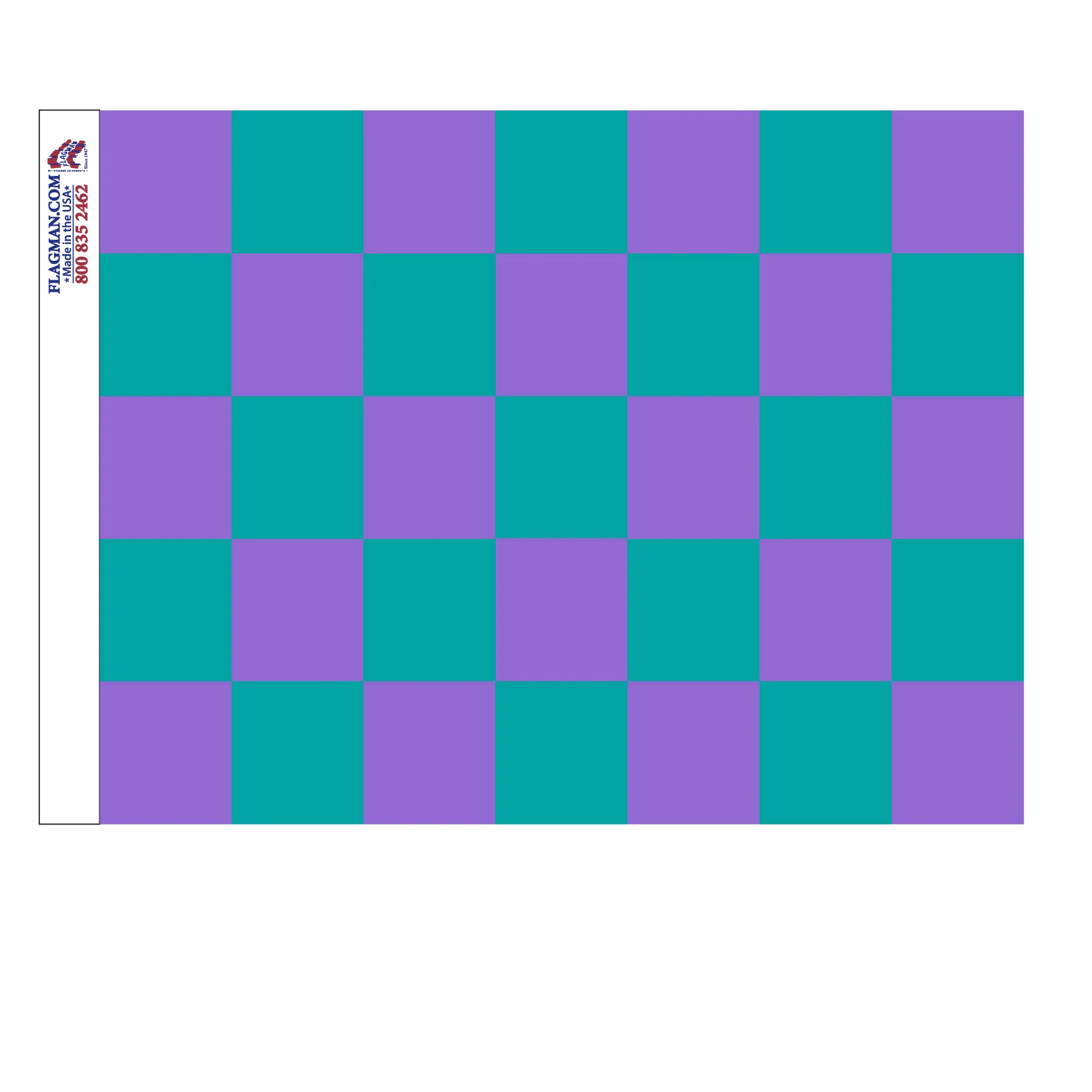 Printed Purple & Teal (Suicide Prevention) Checkered Racing Flag *Fundraiser Flag* - Image 2