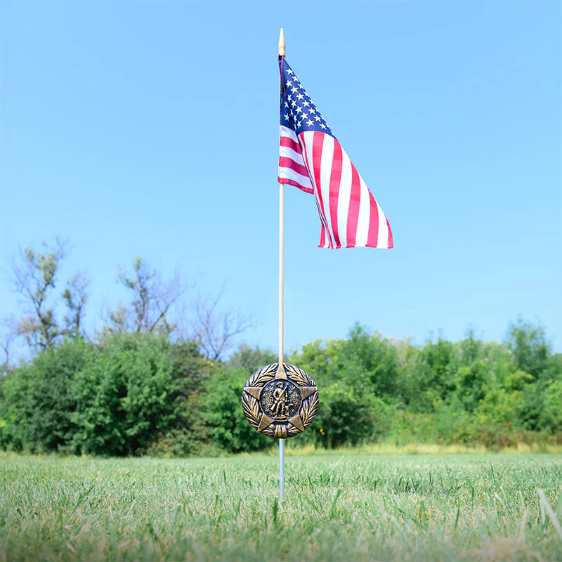 Revolutionary War Veteran Grave Marker & Flag Holder with Aluminum Ground Spike | Made in USA - Image 2