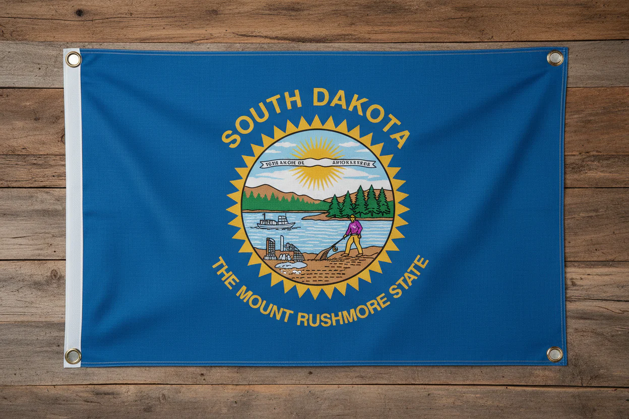 WallSafe™ Wall-Mounted South Dakota Flag | Reinforced Edge Grommets | Made in USA