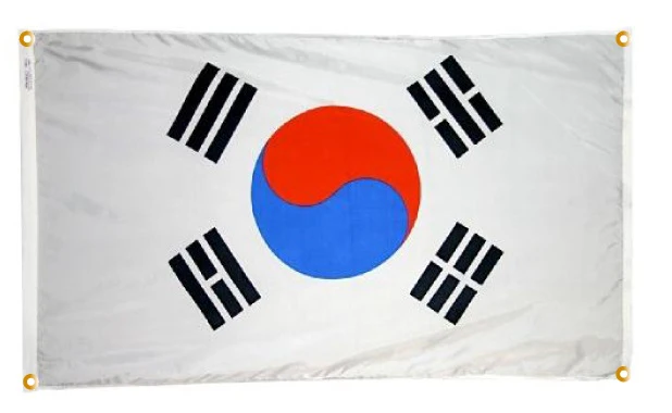 South Korea Flag with Grommets Along the Edges for Wall Hanging
