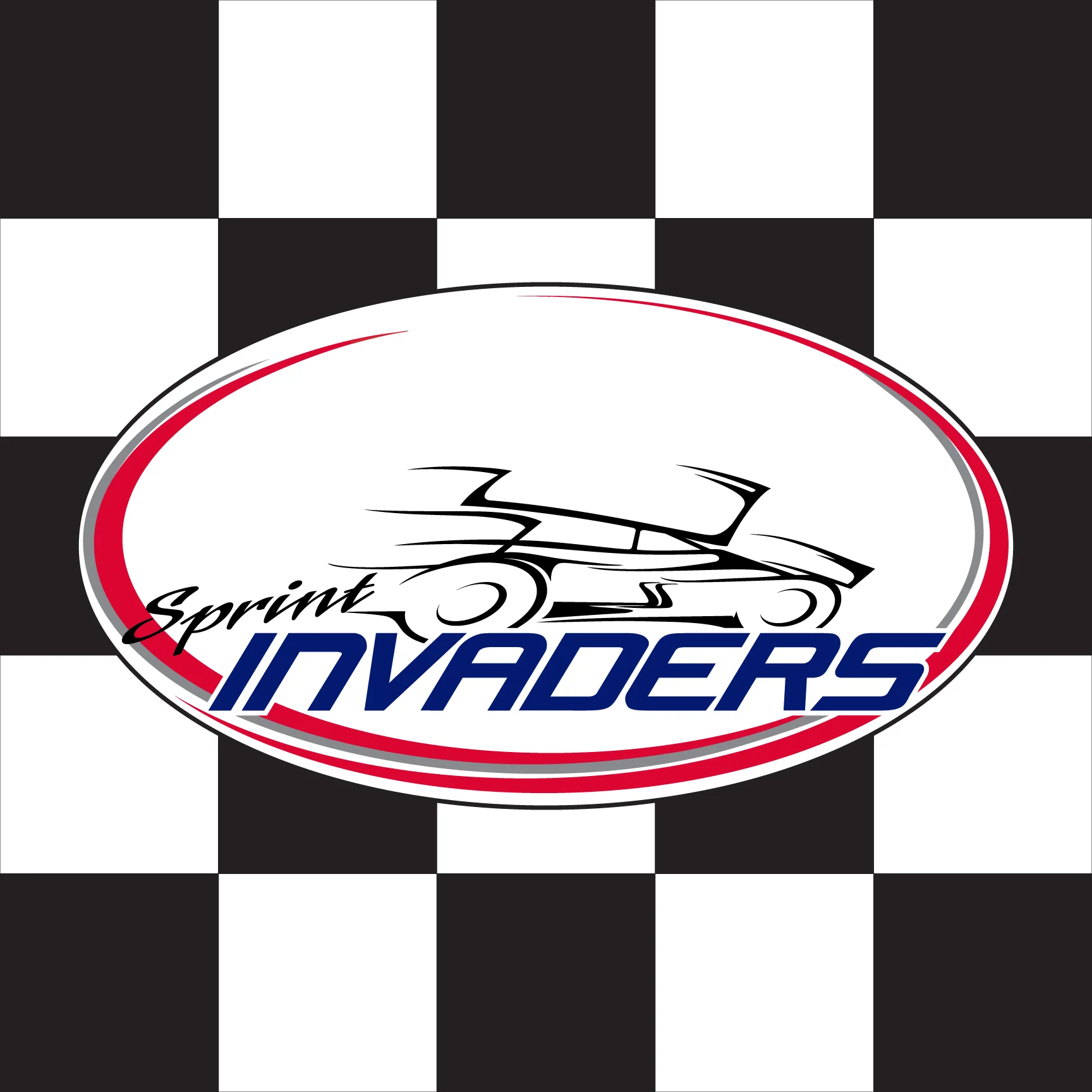 Sprint Invaders Custom Checkered - 24"x24" - Nylon - Single Reverse - Unmounted