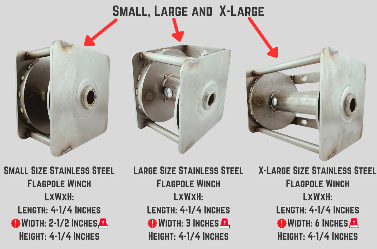 Stainless Steel Cable Winch for Aluminum Flagpole | Made in USA - Image 4