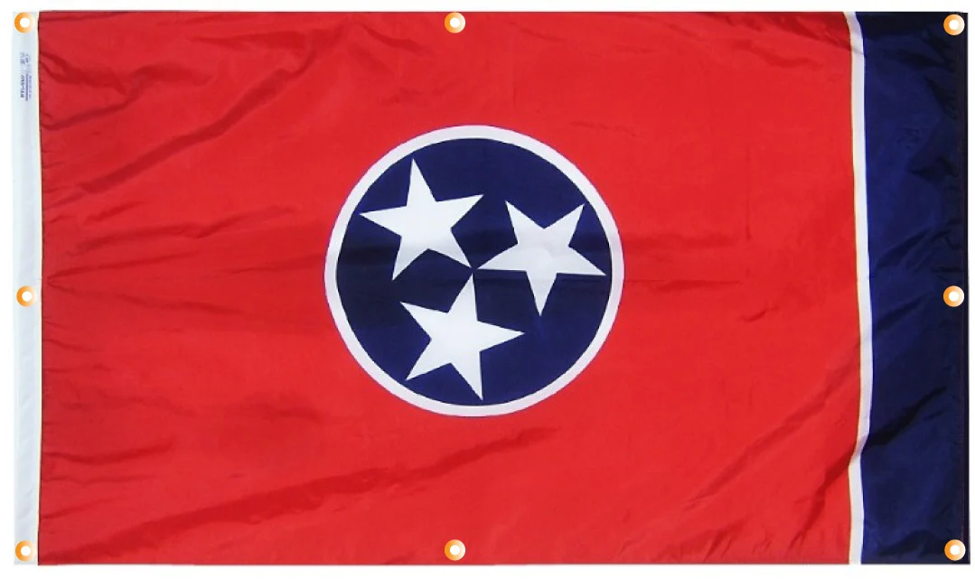 Tennessee Flag with Grommets Along the Edges for Wall Hanging - Image 3