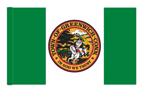 Town of Greenwich Printed Indoor Flag - Nylon - Single Reverse - Pole Hem & Gold Fringe - Image 2