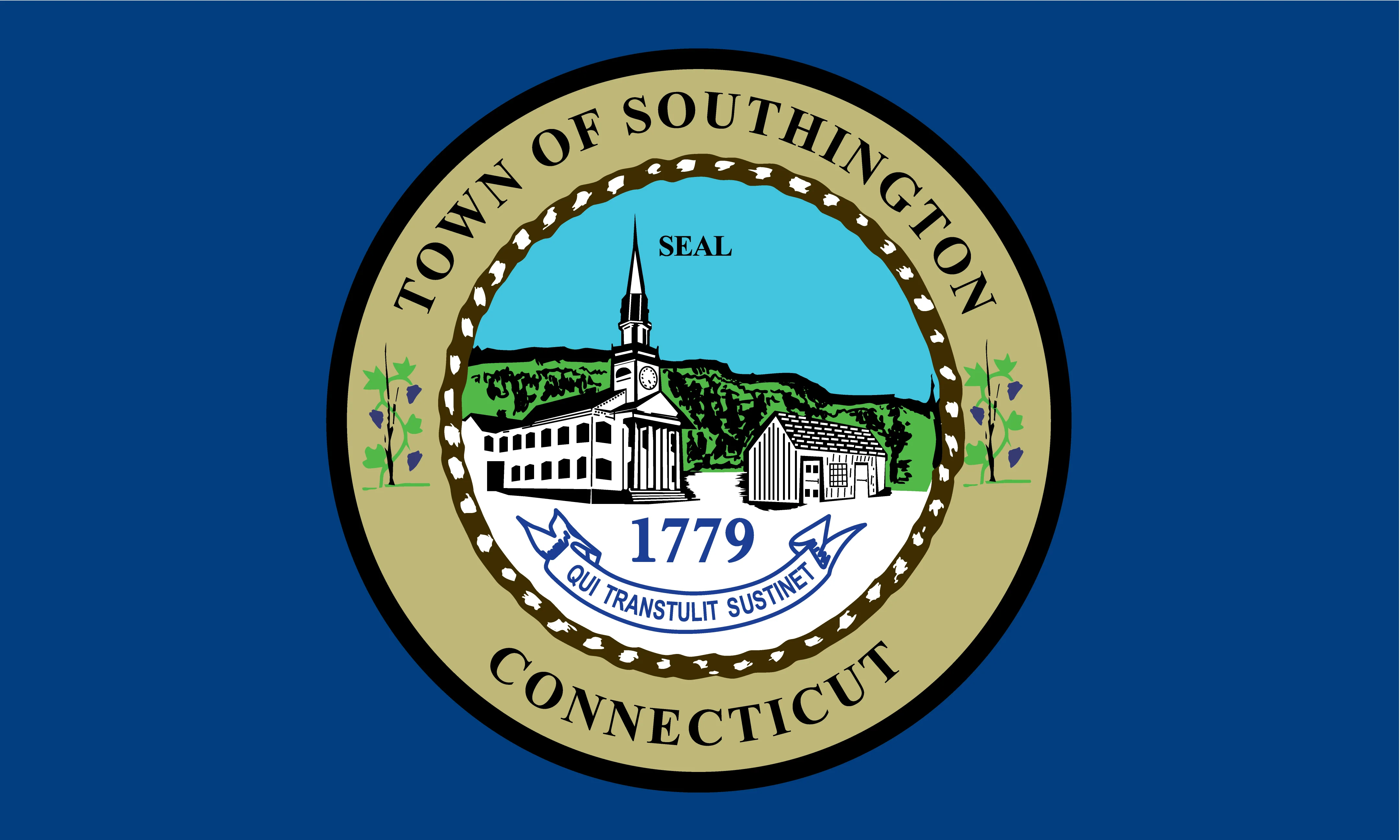 Town of Southington Printed Custom Flag - 3'x5' - Nylon - Single Reverse - Heading & Grommets